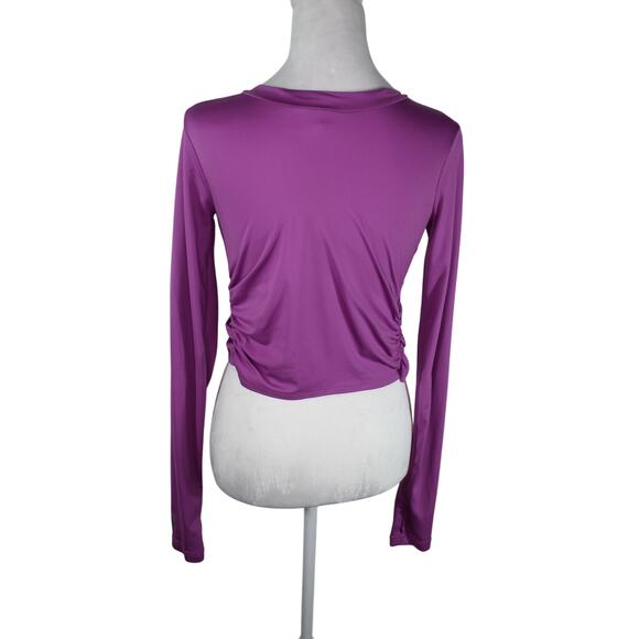 Free People FP movement wrap long sleeve shirt mauve purple rouching XS - Picture 2 of 13